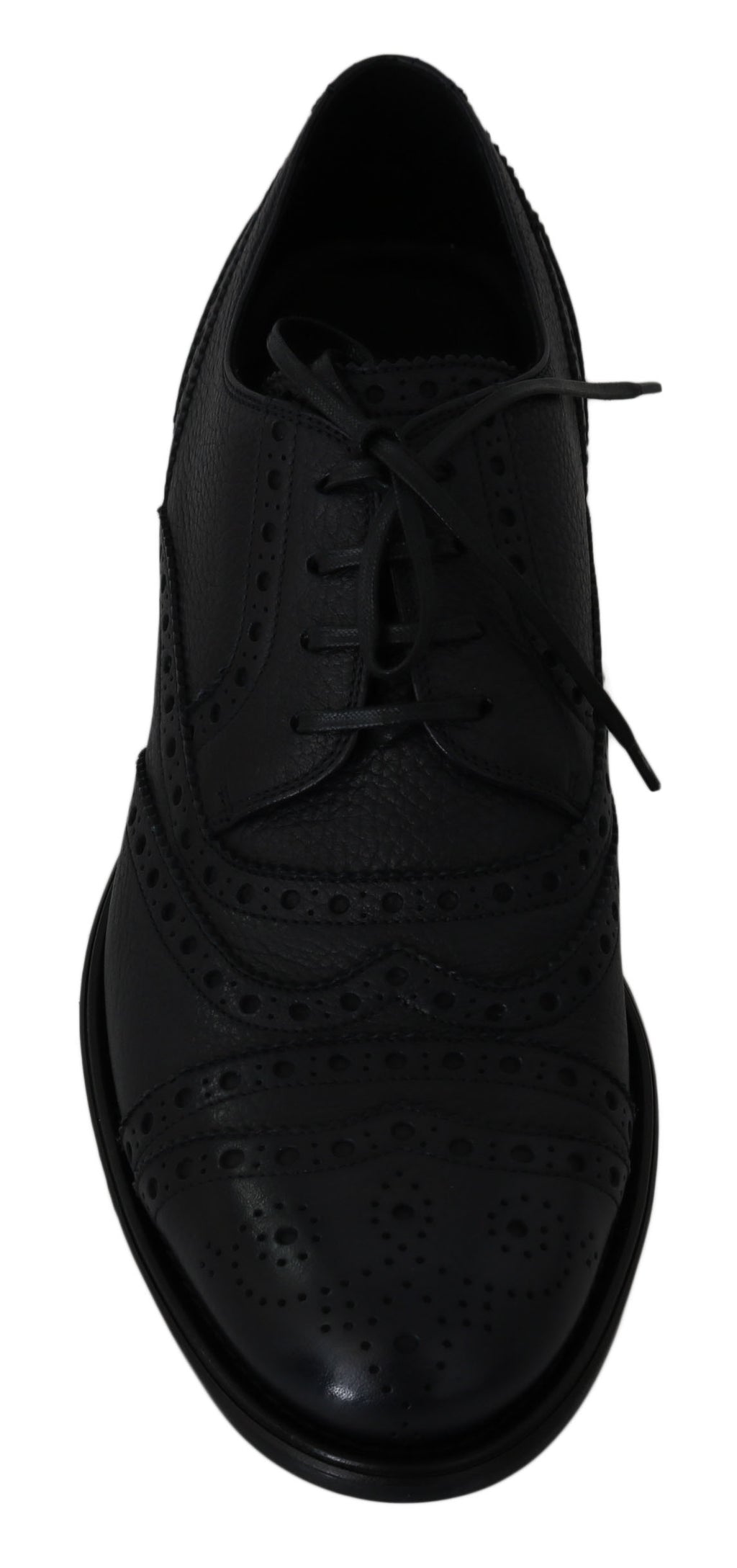 Blaue Oxford-Schuhe aus Leder mit Flügelkappe