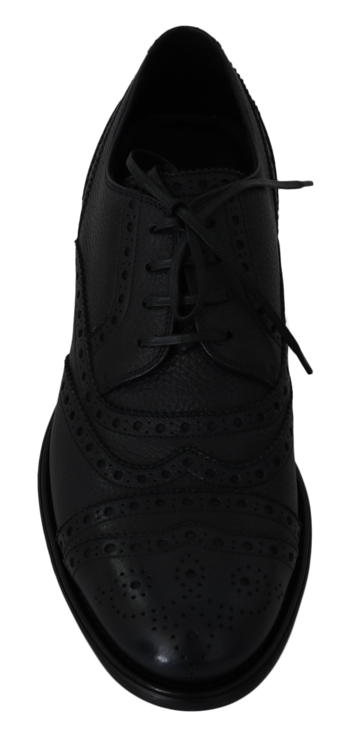 Blaue Oxford-Schuhe aus Leder mit Flügelkappe