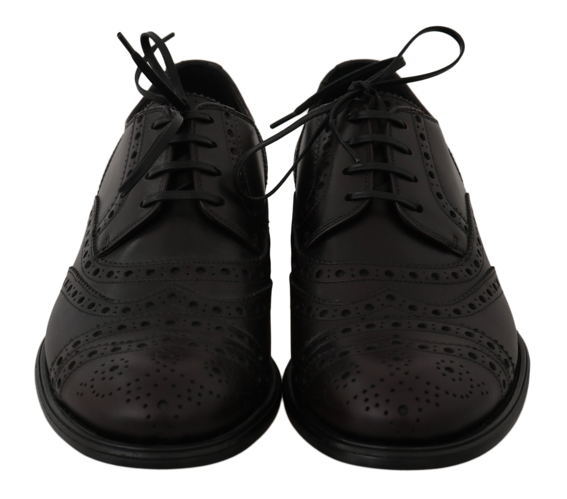 Schwarze Oxford-Schuhe aus Leder mit Flügelkappe