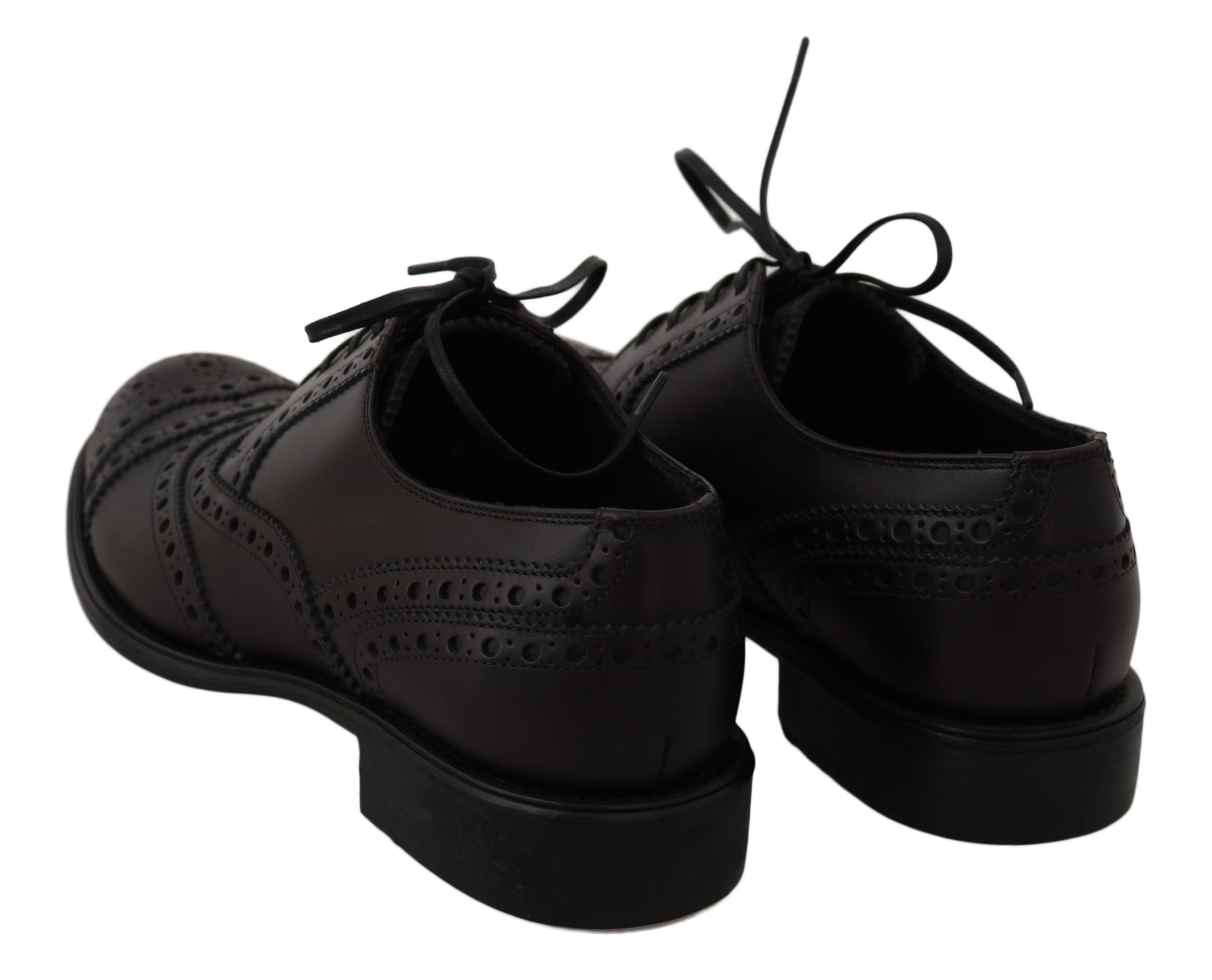 Schwarze Oxford-Schuhe aus Leder mit Flügelkappe