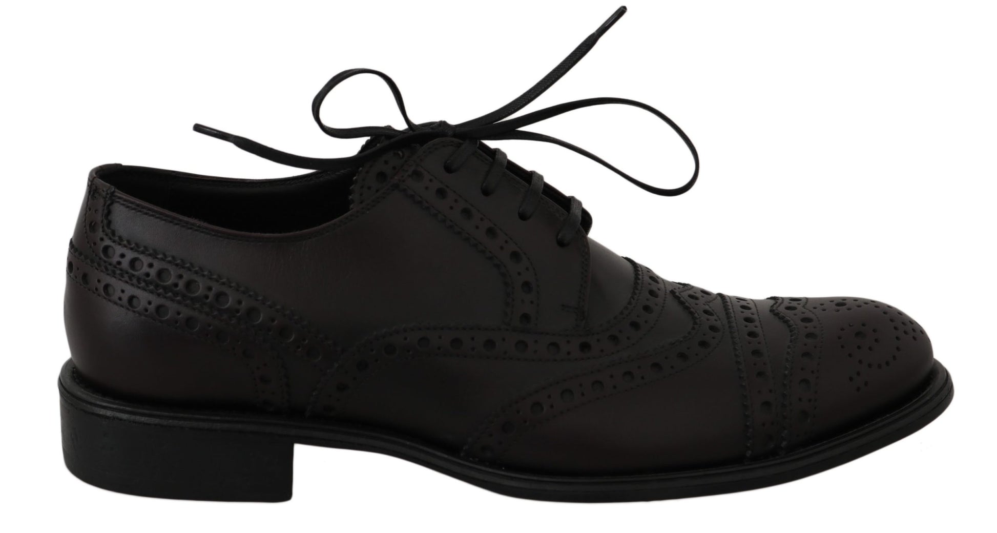 Schwarze Oxford-Schuhe aus Leder mit Flügelkappe