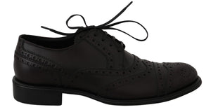 Schwarze Oxford-Schuhe aus Leder mit Flügelkappe