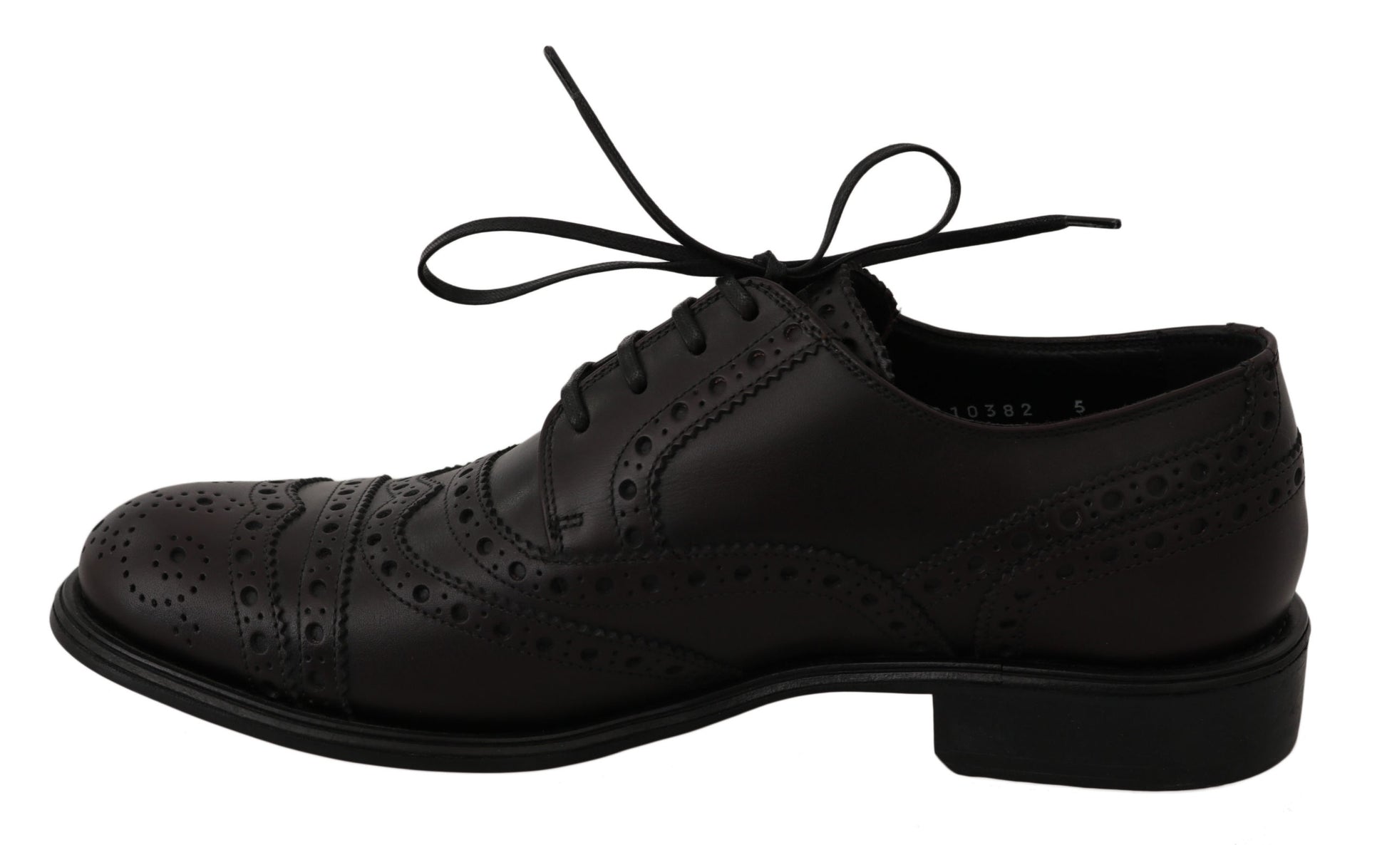 Schwarze Oxford-Schuhe aus Leder mit Flügelkappe