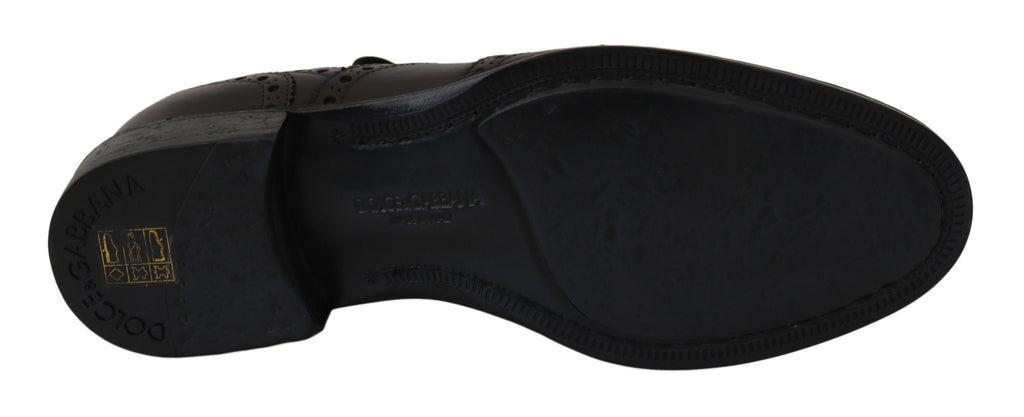 Schwarze Oxford-Schuhe aus Leder mit Flügelkappe