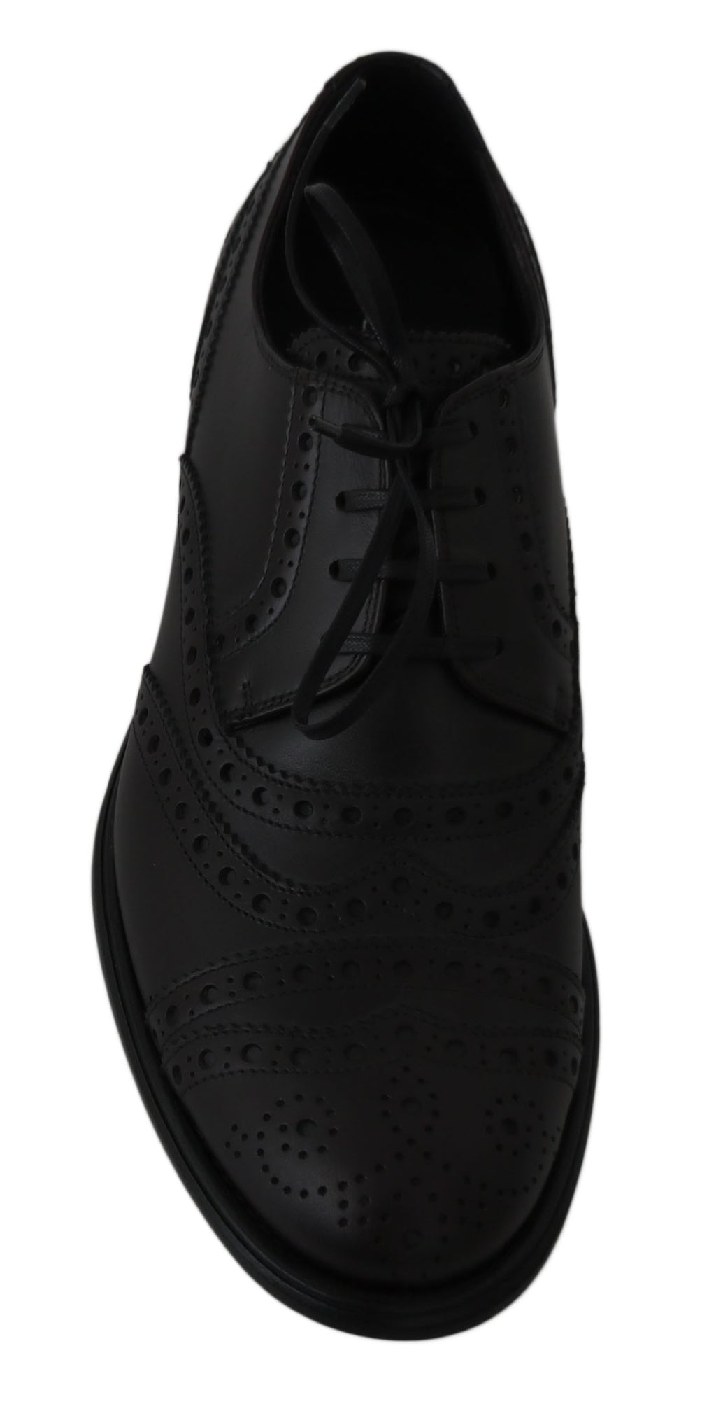 Schwarze Oxford-Schuhe aus Leder mit Flügelkappe