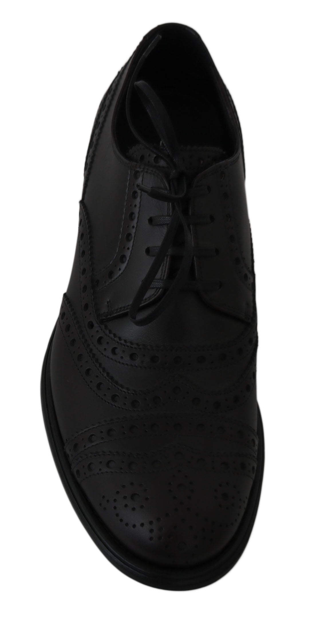 Schwarze Oxford-Schuhe aus Leder mit Flügelkappe