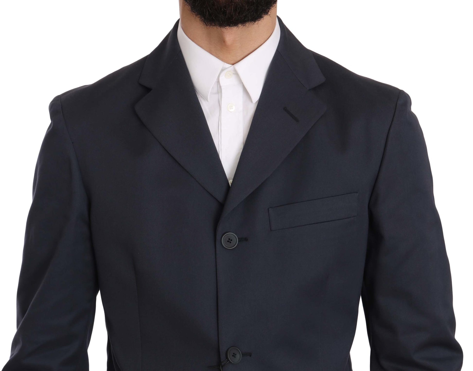 Romeo Gigli Two Piece 3 Button Cotton Blue Solid Suit