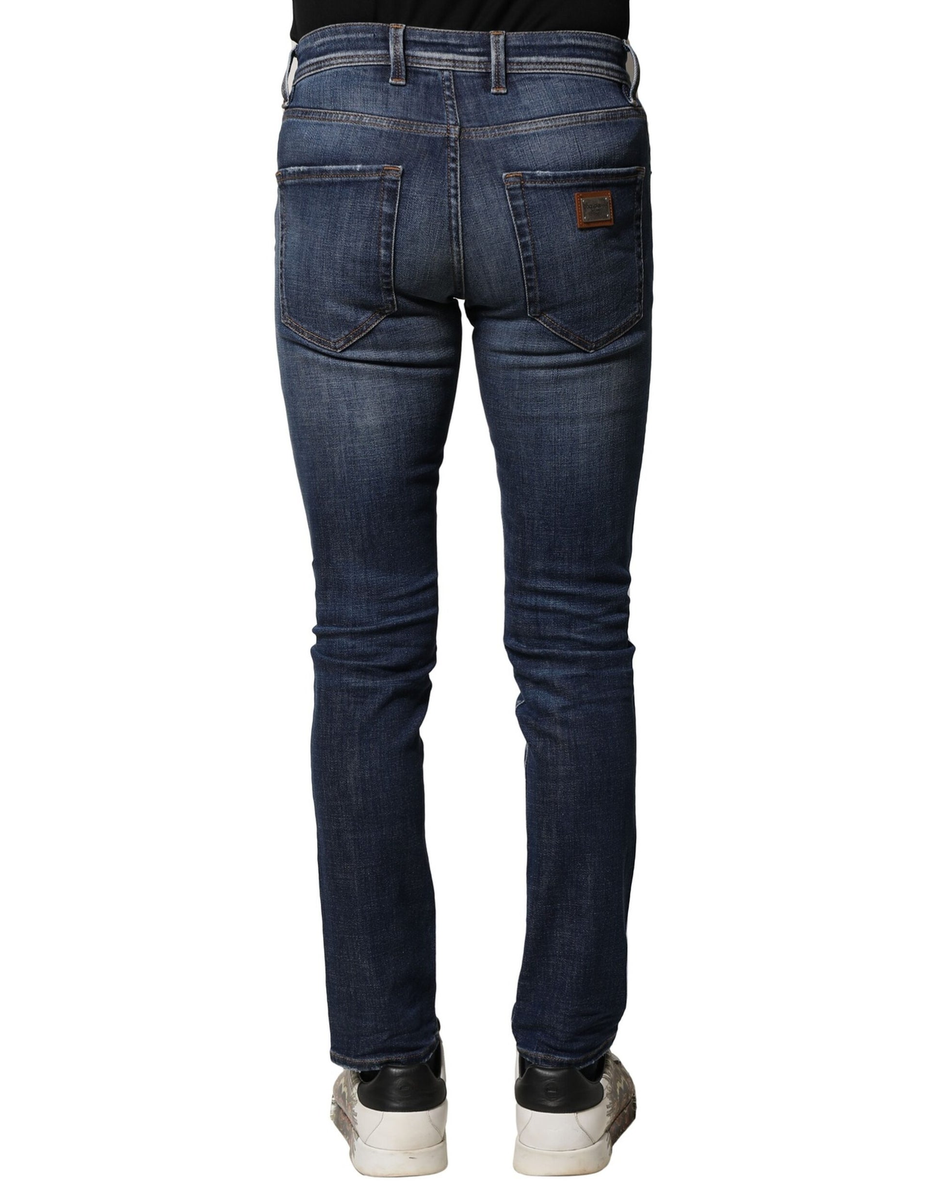 Blaue Slim Fit Jeans aus gewaschener Baumwolle für Herren