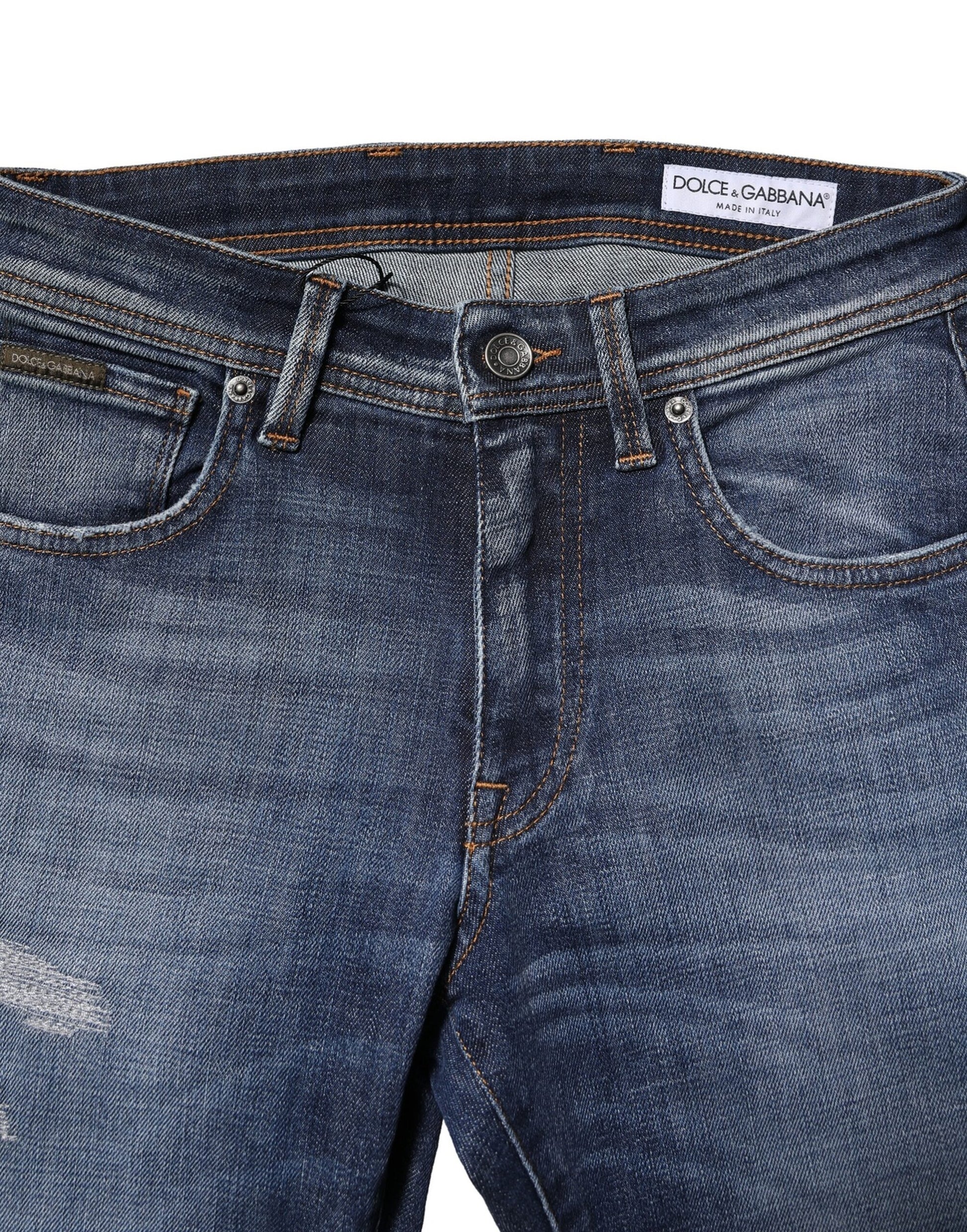 Blaue Slim Fit Jeans aus gewaschener Baumwolle für Herren