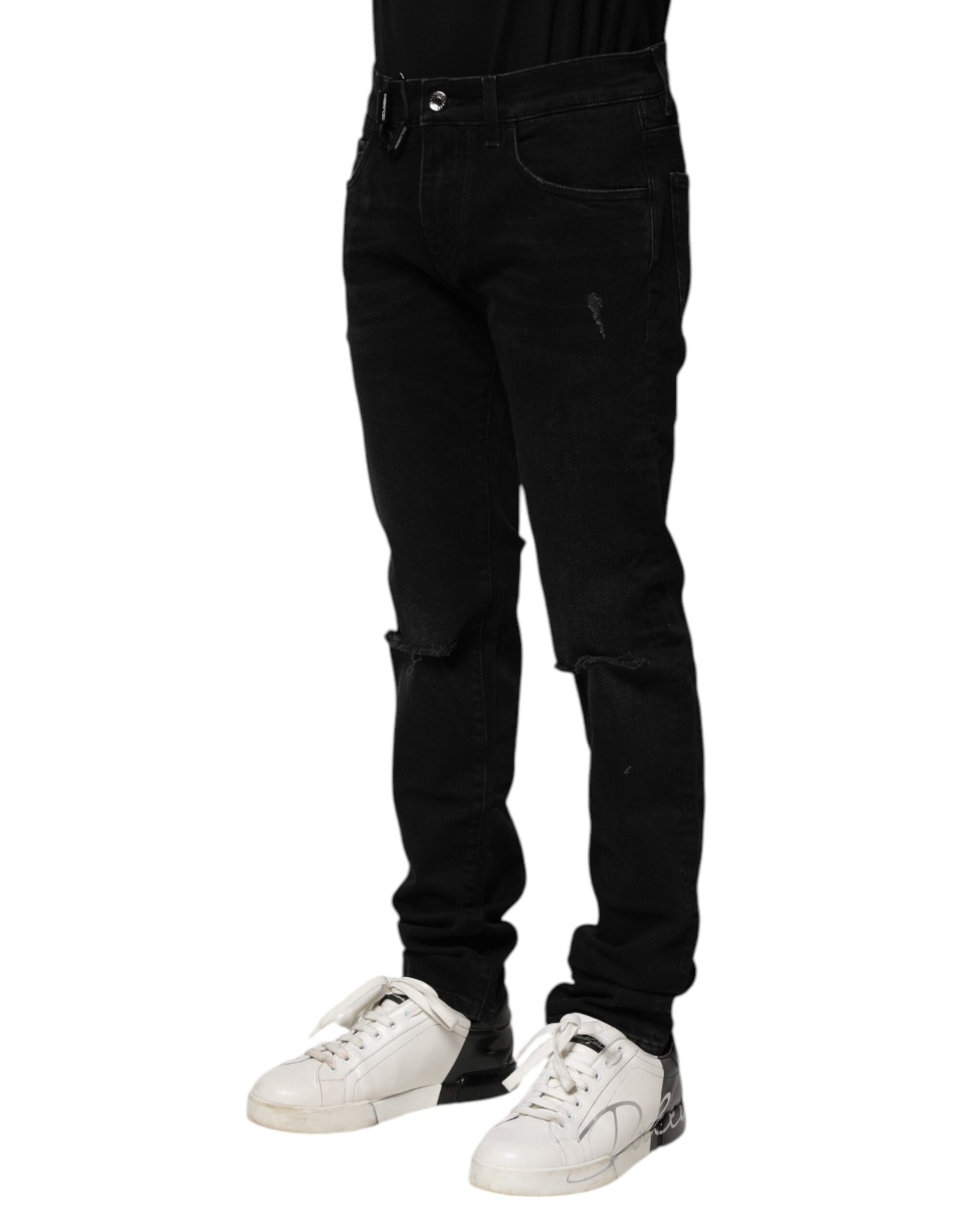 Schwarze Skinny-Jeans aus Baumwolle