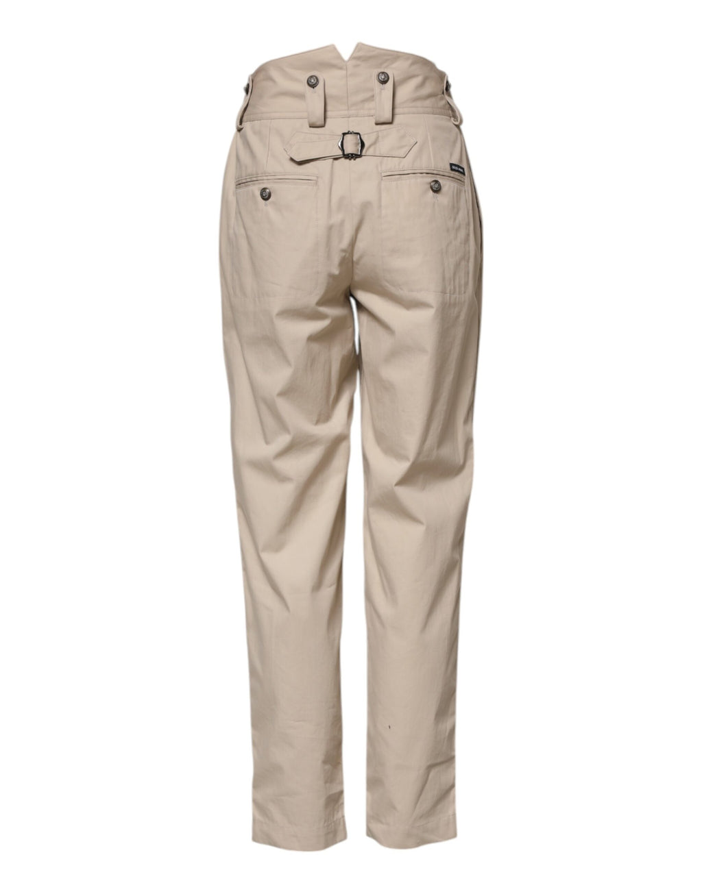 Beigefarbene Hose mit hoher Taille aus Baumwolle