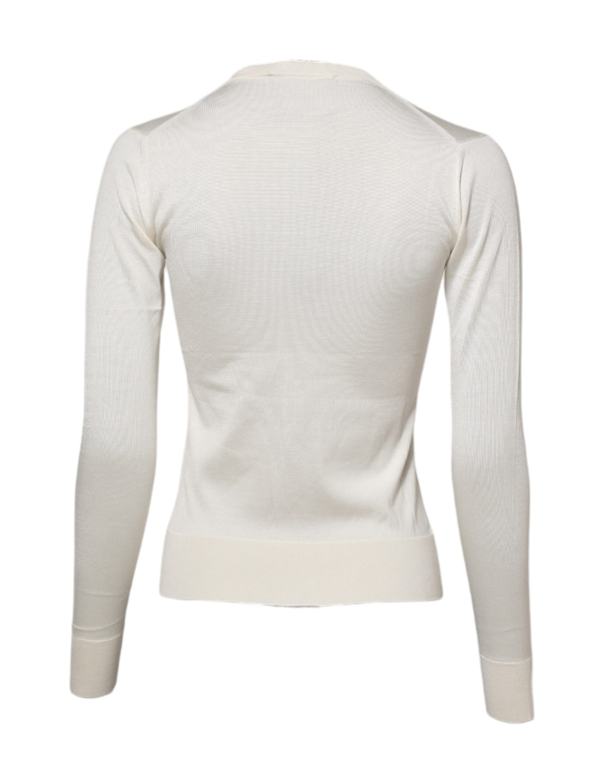 Weißer Cardigan aus Seide mit Lilienverzierung