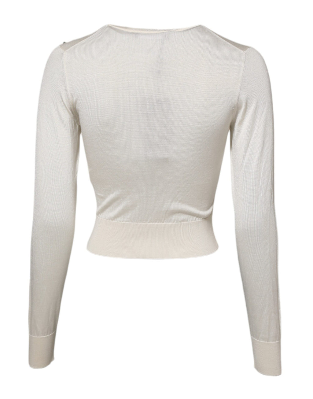 Weißer Pullover aus Seide mit Lilienverzierung