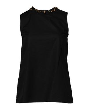 Schwarzes ärmelloses Damen-Tank-T-Shirt aus Baumwolle