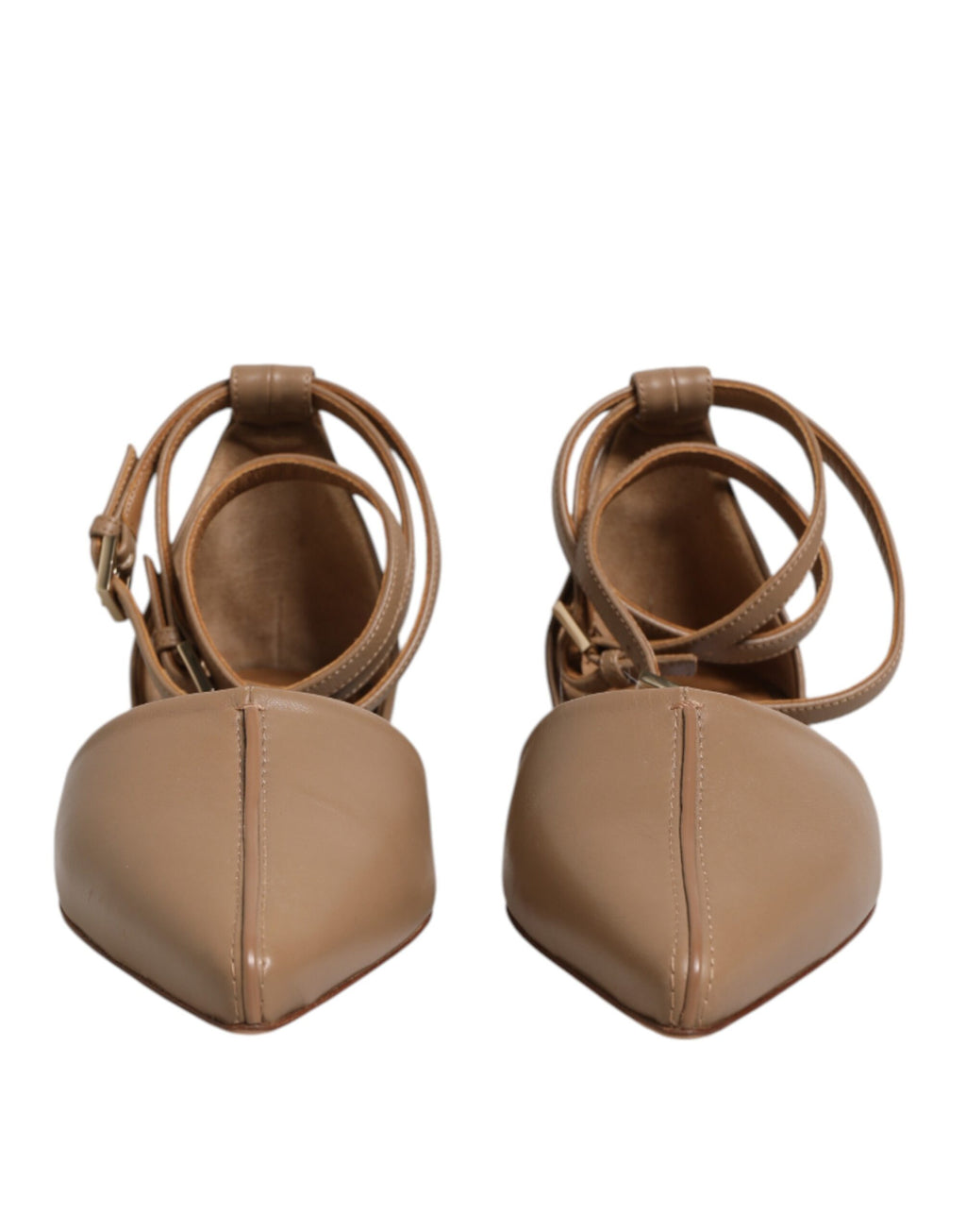 Beige Ledersandalen mit spitzer Zehenpartie und Ballerinas
