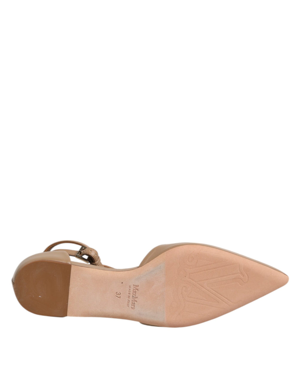 Beige Ledersandalen mit spitzer Zehenpartie und Ballerinas