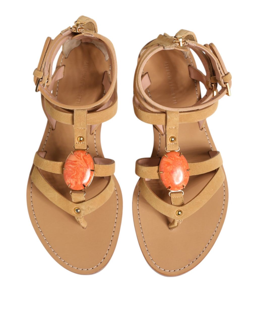 Braune Flip-Flops mit Reißverschluss und Knöchelriemen