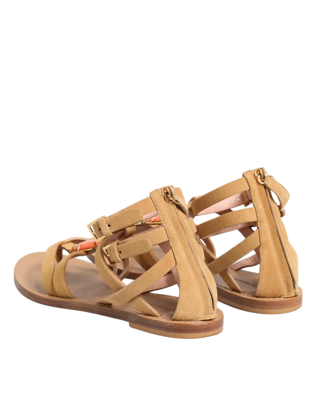 Braune Flip-Flops mit Reißverschluss und Knöchelriemen