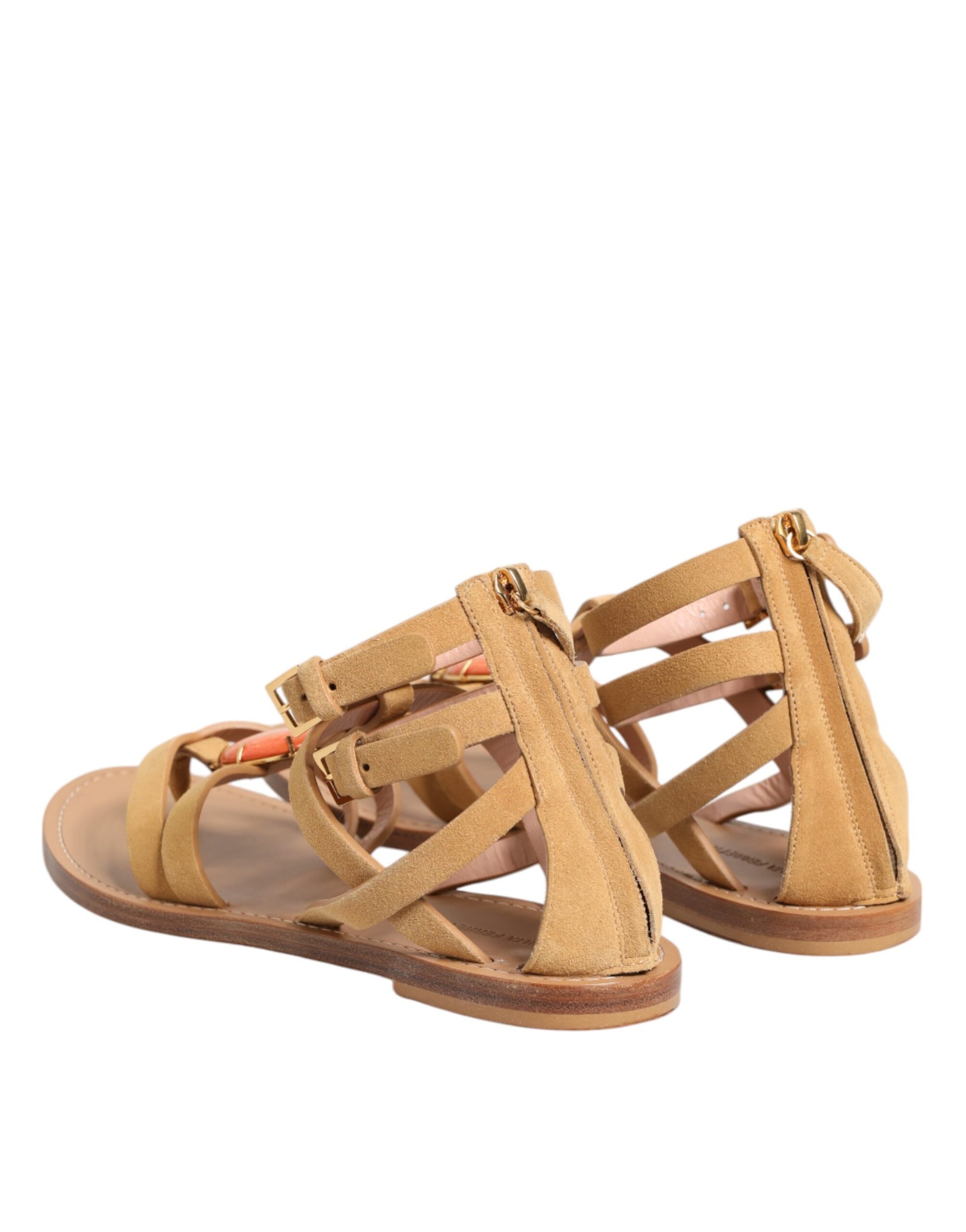 Braune Flip-Flops mit Reißverschluss und Knöchelriemen