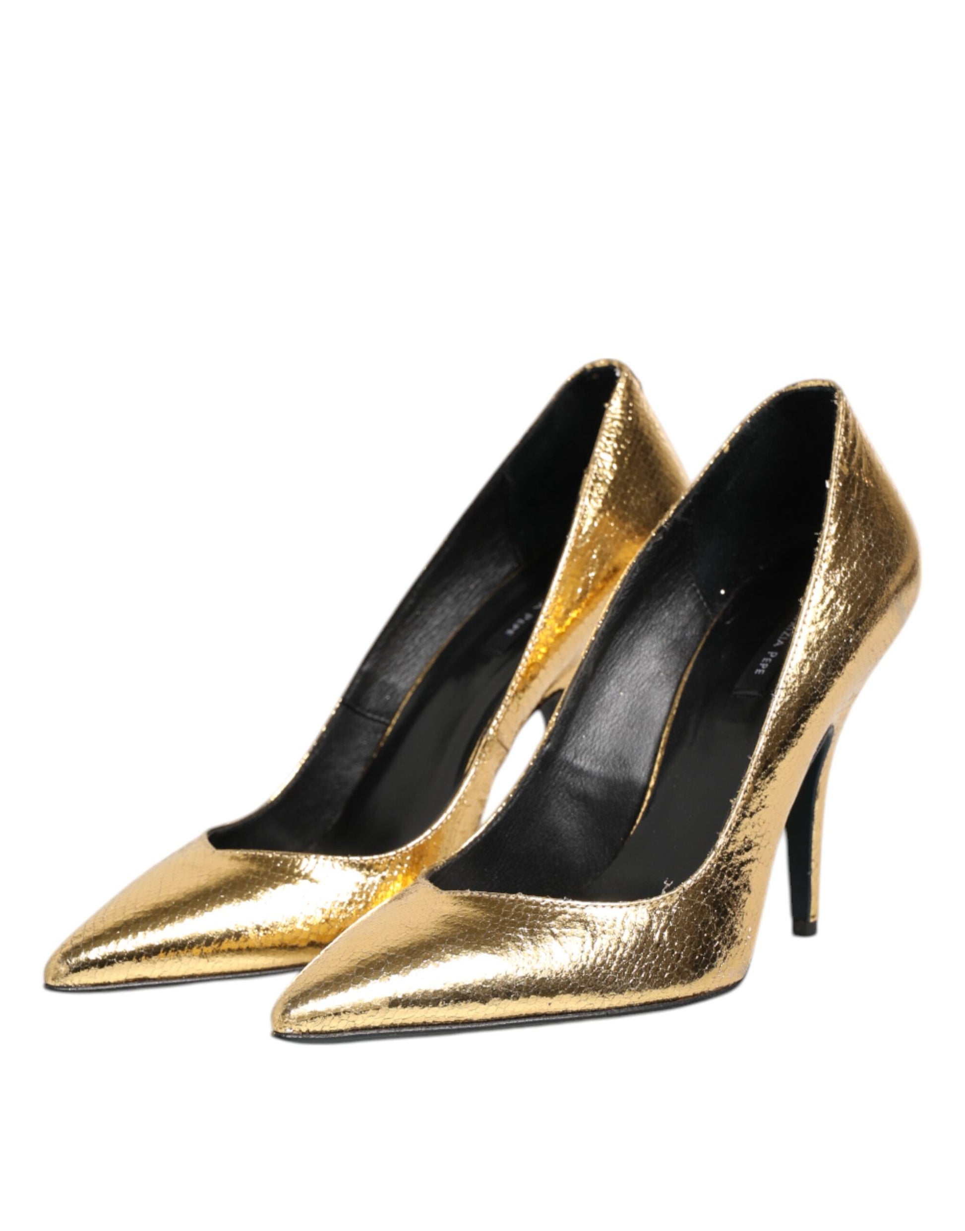 Gold Patent Leather High Heels Pump Shoes