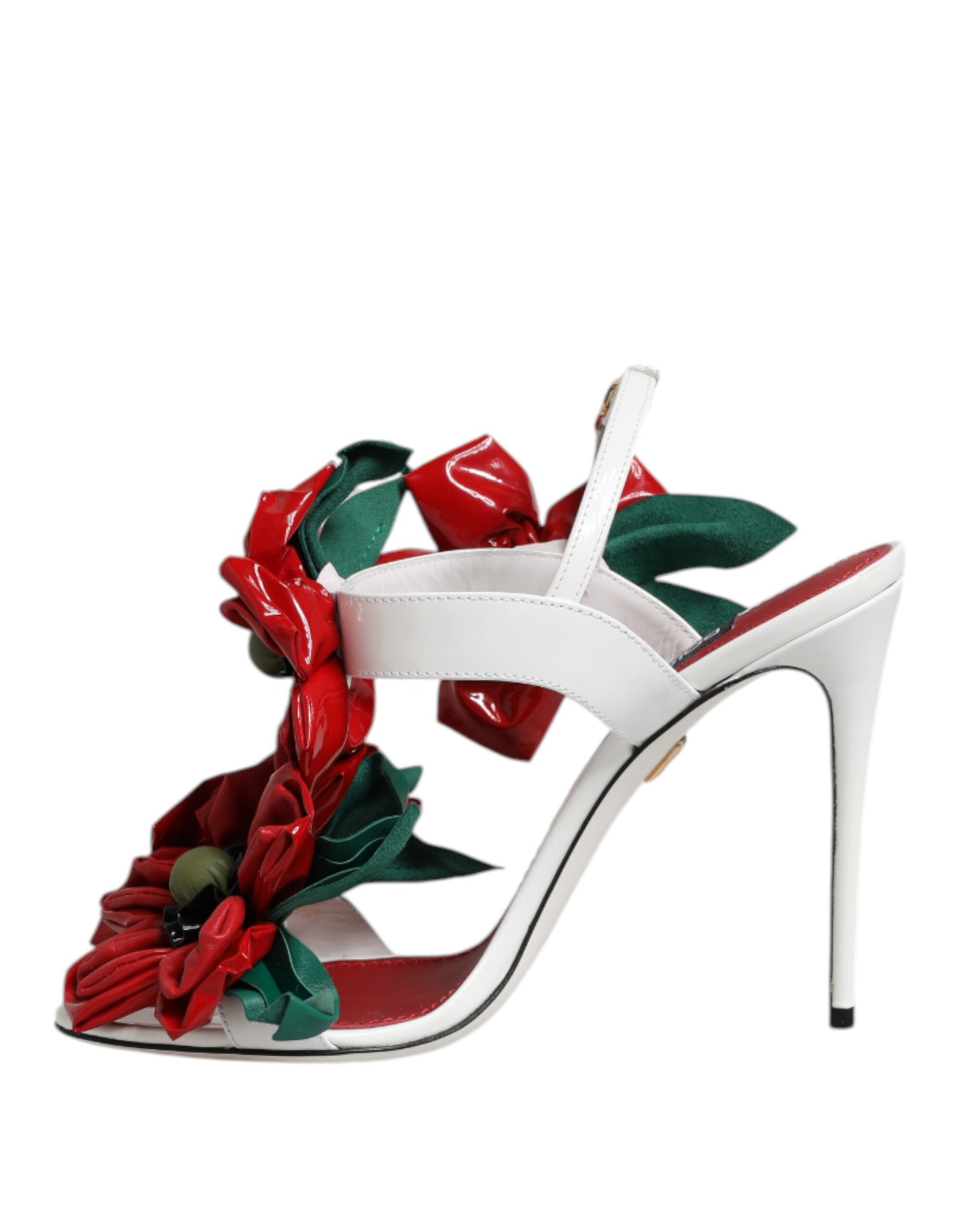 Weiße Sandalen aus Leder mit Blumendetail