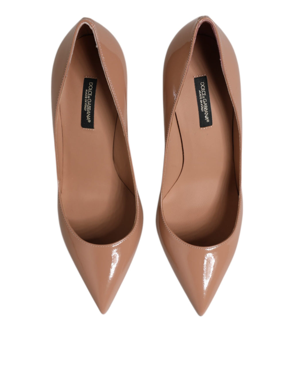 Beige Pumps aus Lackleder mit Stilettoabsatz