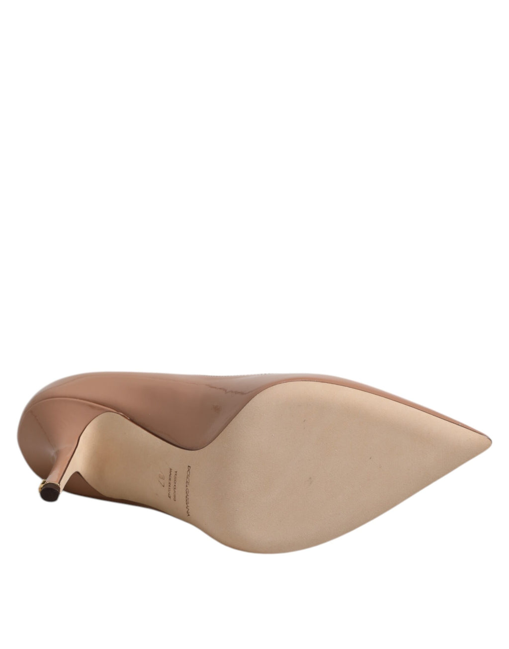 Beige Pumps aus Lackleder mit Stilettoabsatz