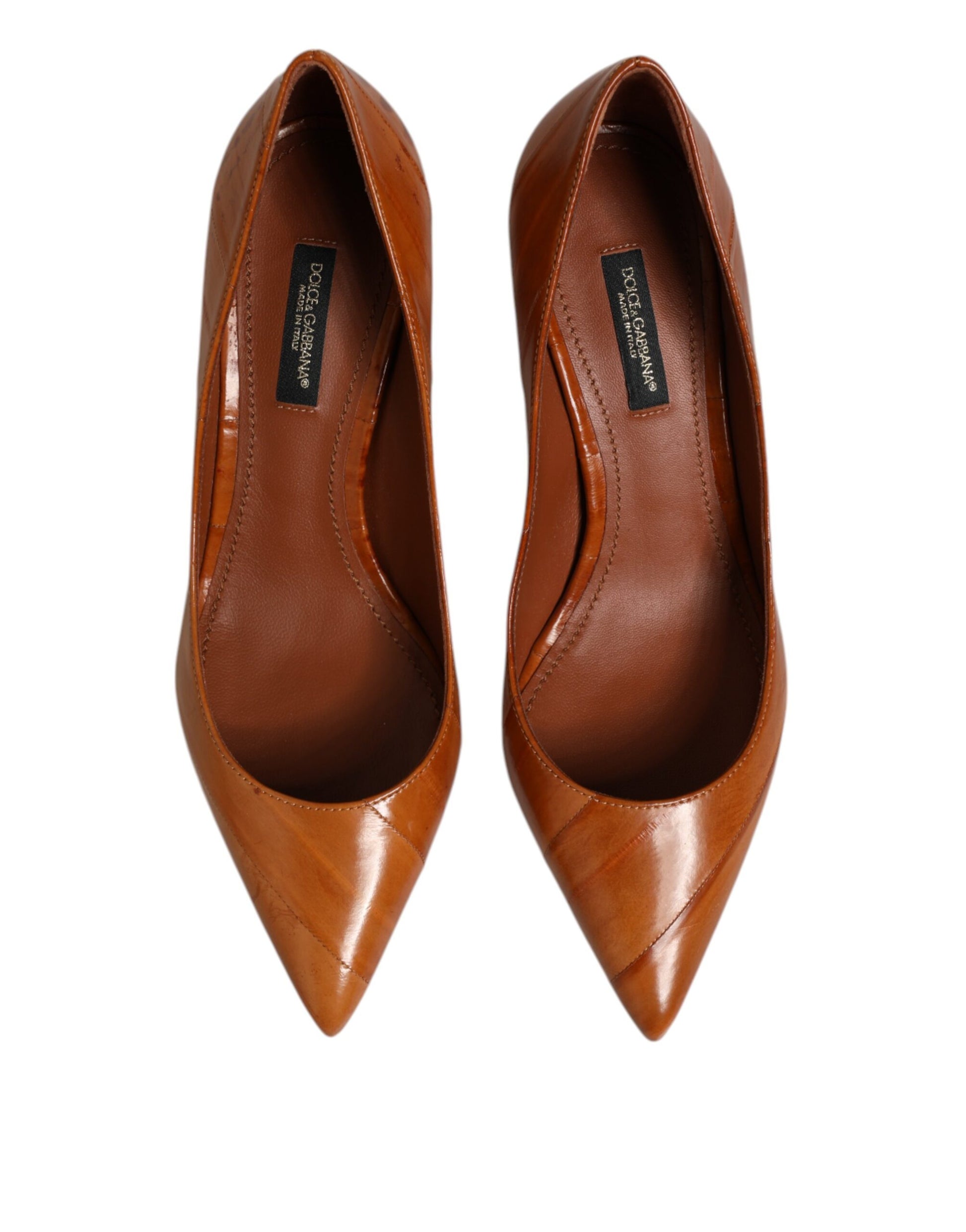 Dolce & Gabbana Brown Leather Stiletto Heel Pumps Shoes