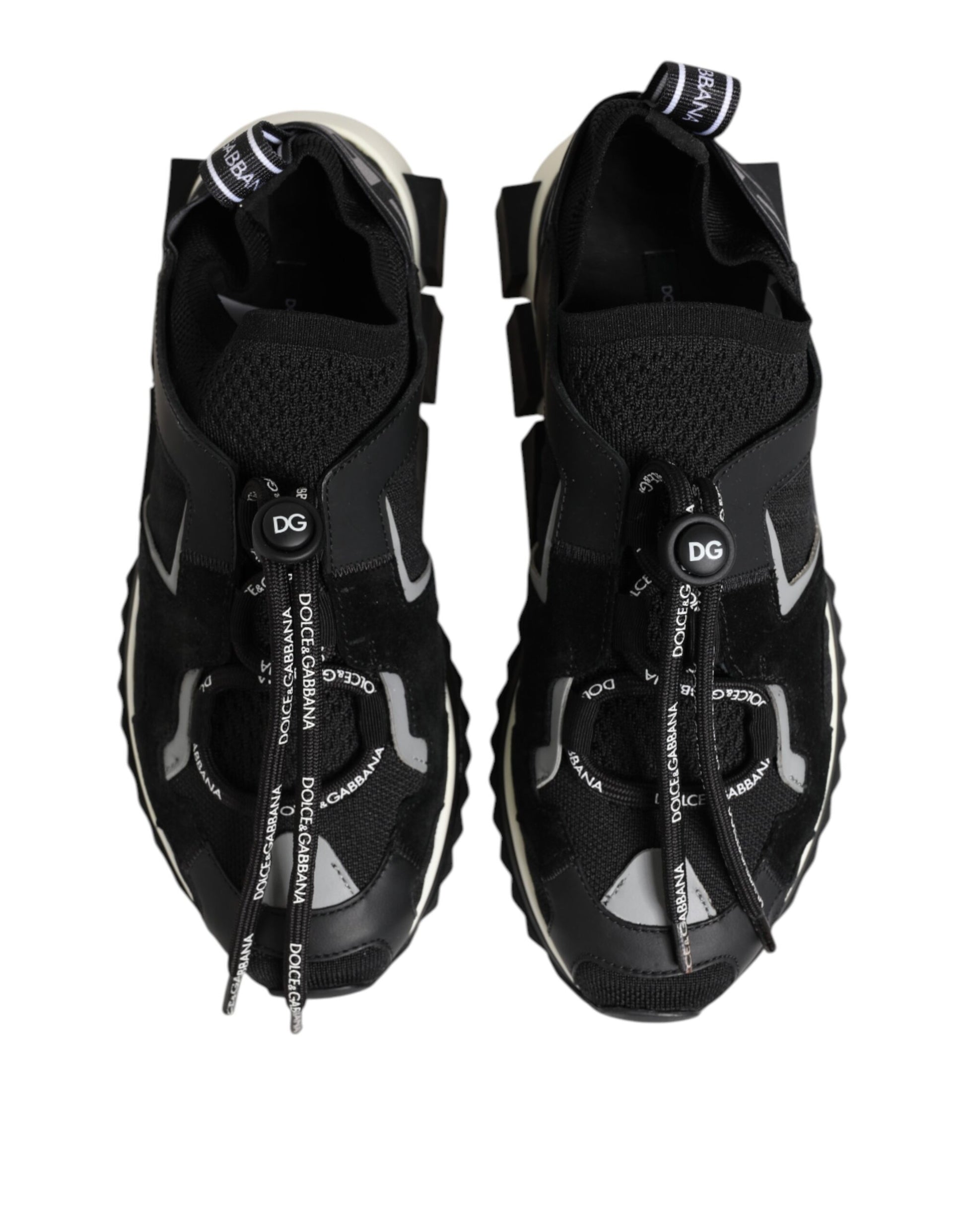 Dolce & Gabbana Black White Logo Sorrento Sneakers Shoes