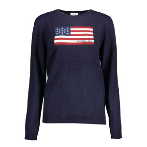 Blauer Nylonpullover