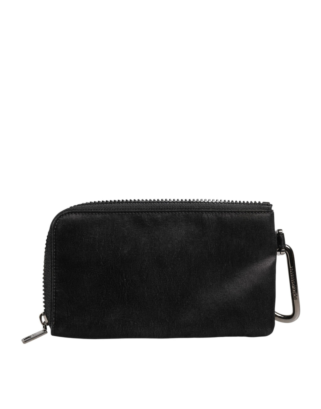 Schwarze Clutch aus Nylon mit Schlüsselring und Logo-Schild