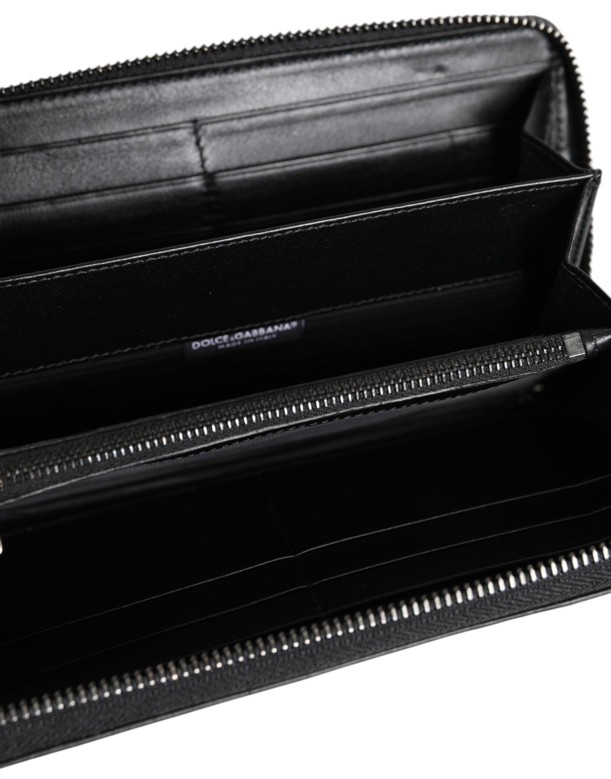 Schwarzes Continental-Portemonnaie aus Leder mit Logo-Schild und Rundum-Reißverschluss