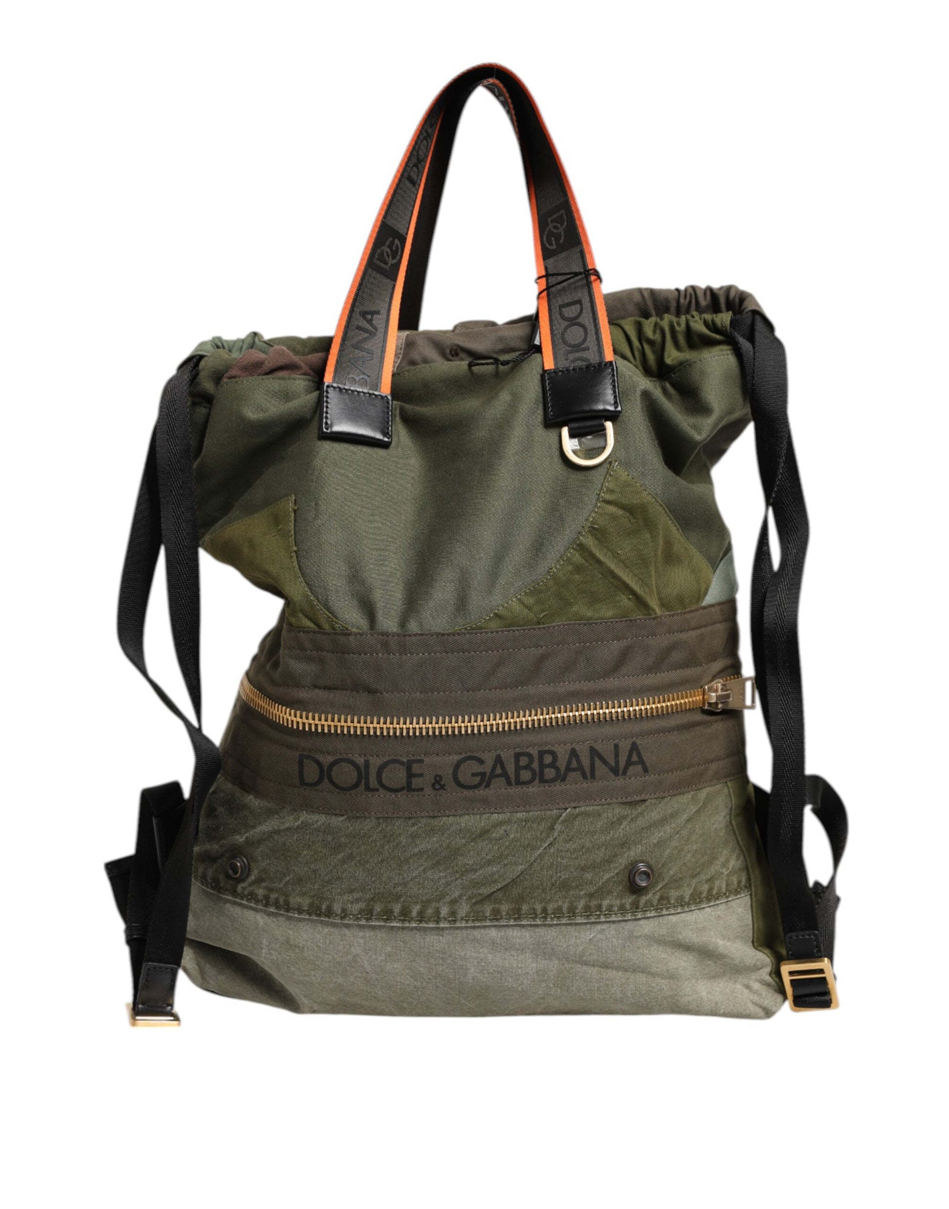 Militärgrüner Patchwork-Rucksack