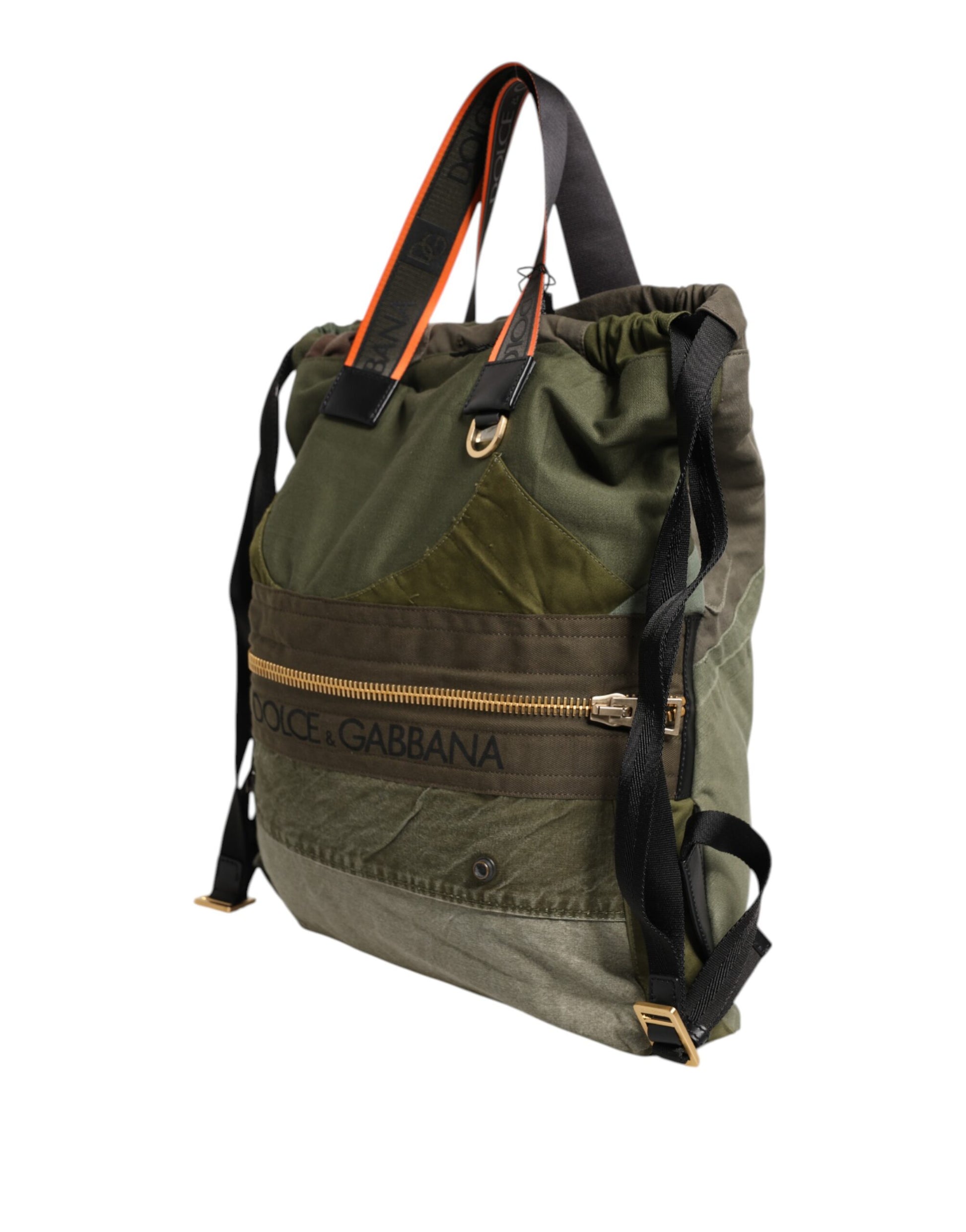 Militärgrüner Patchwork-Rucksack