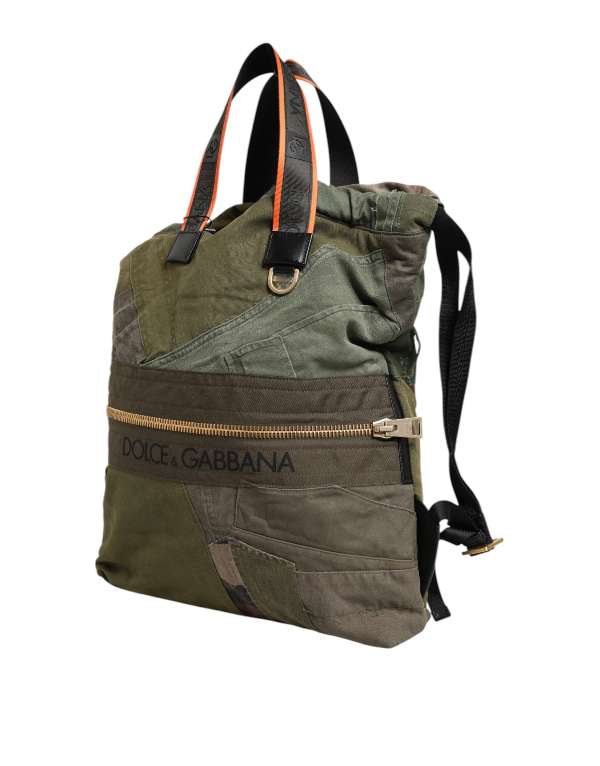 Militärgrüner Patchwork-Rucksack