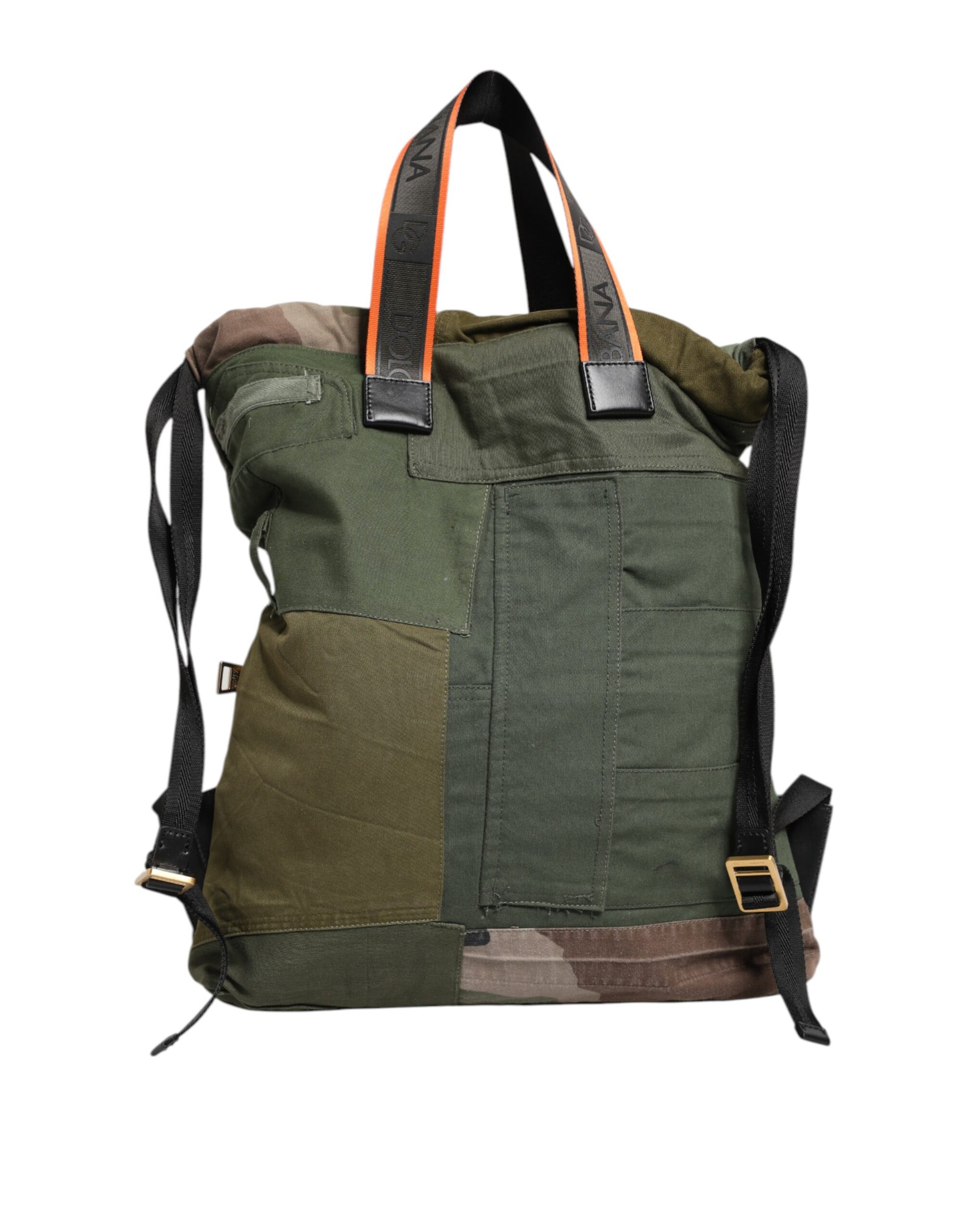 Militärgrüner Patchwork-Rucksack