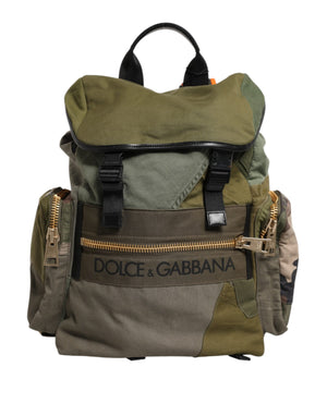 Militärgrüner Patchwork-Rucksack