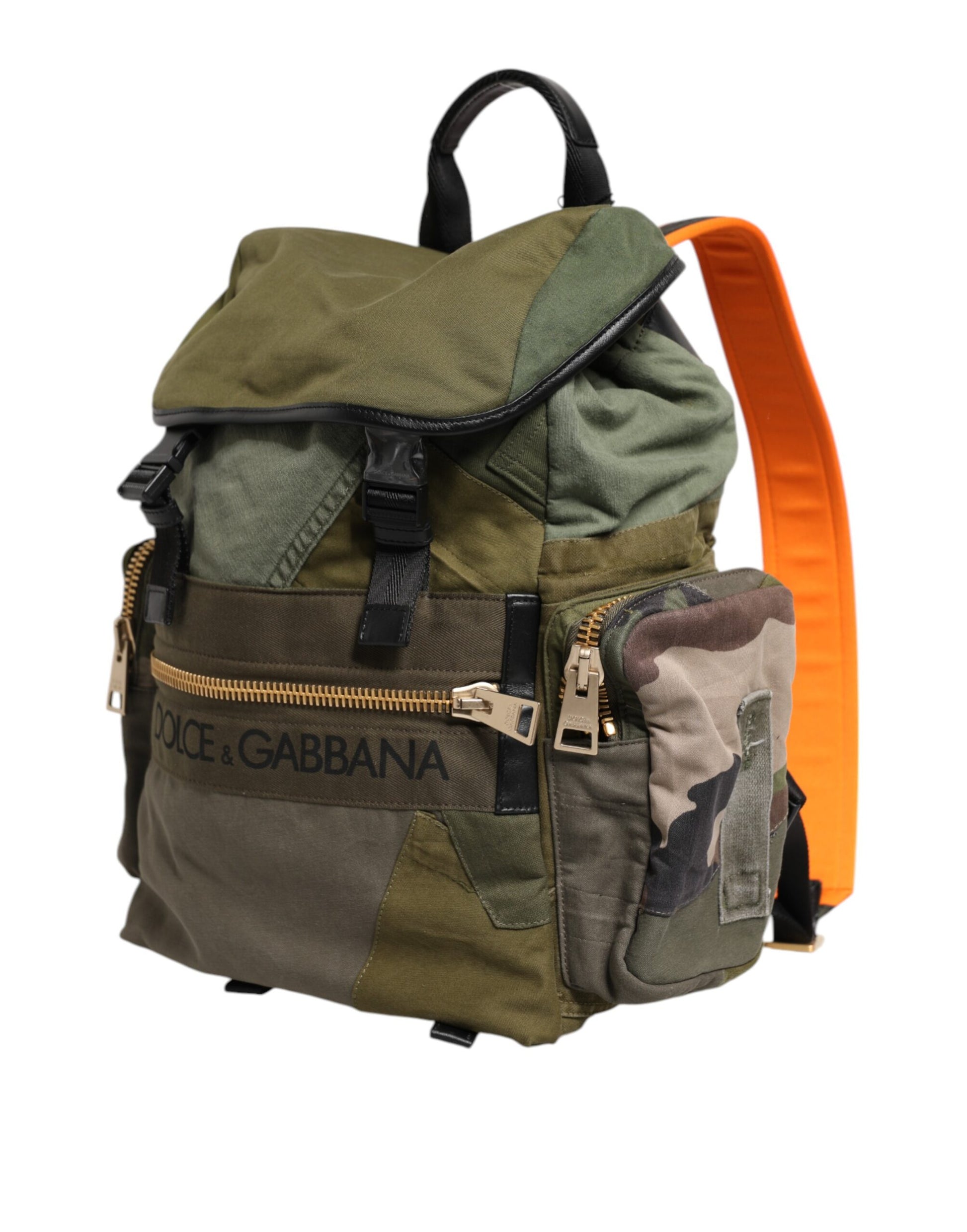 Militärgrüner Patchwork-Rucksack