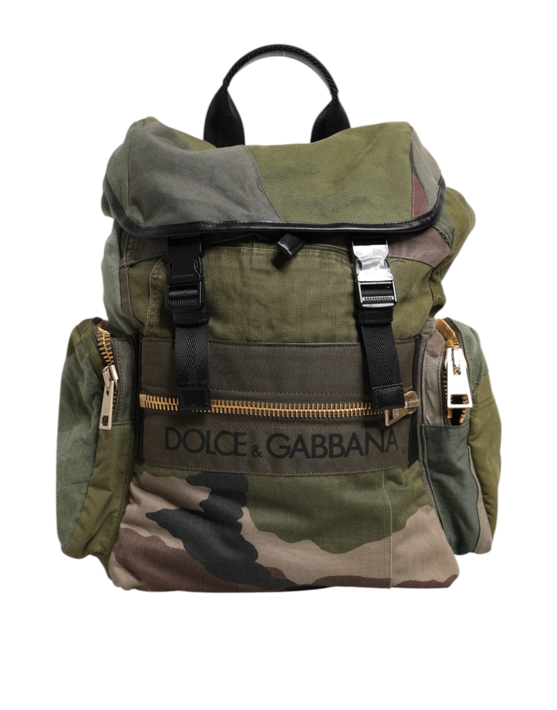 Militärgrüner Patchwork-Rucksack