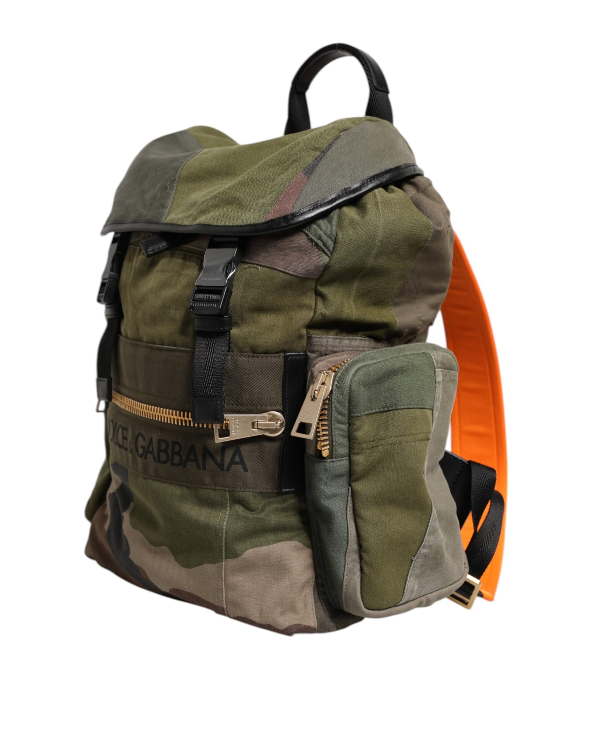 Militärgrüner Patchwork-Rucksack