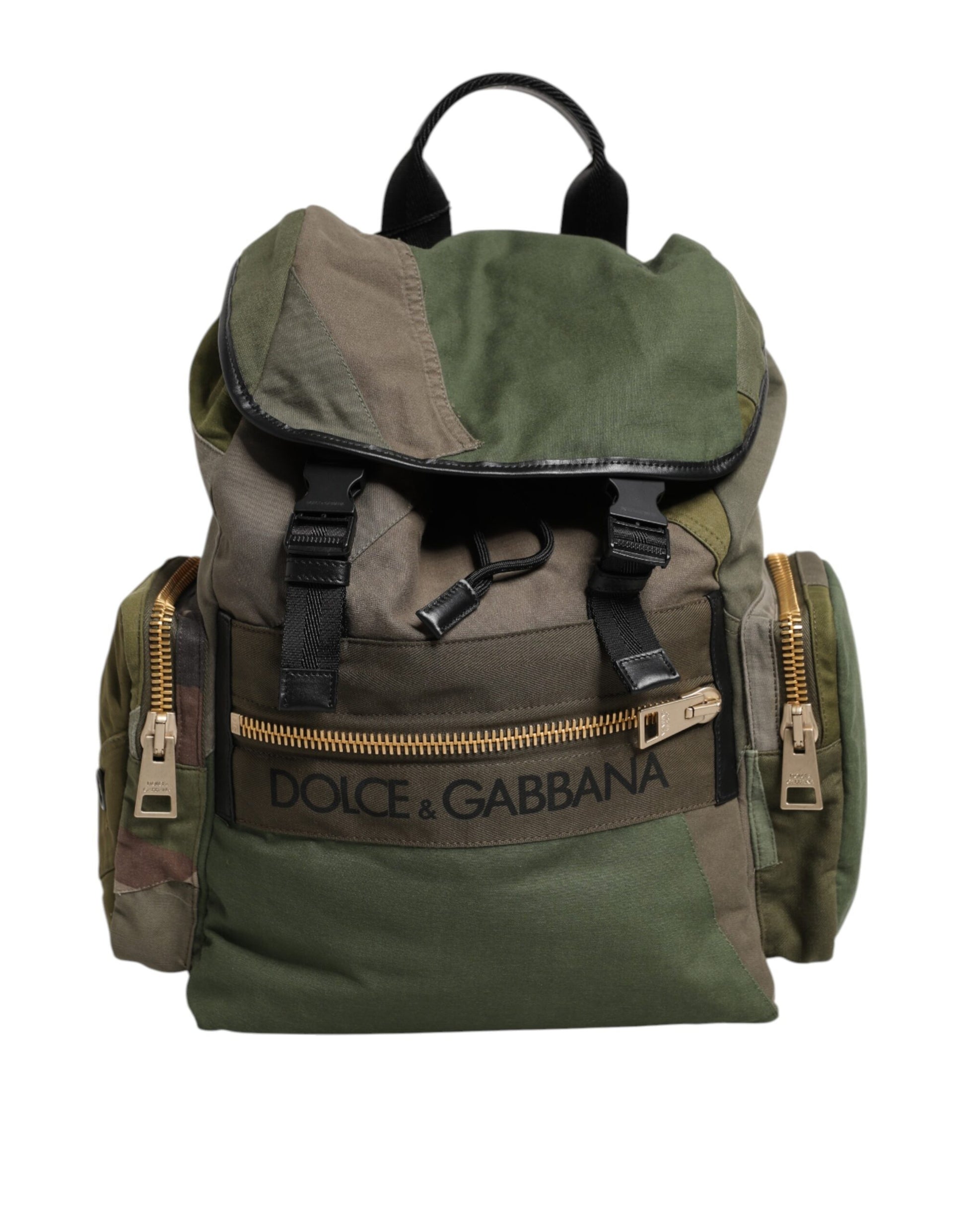 Dolce & Gabbana Military Green Patchwork Rucksack Backpack Bag