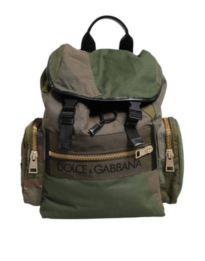 Militärgrüner Patchwork-Rucksack
