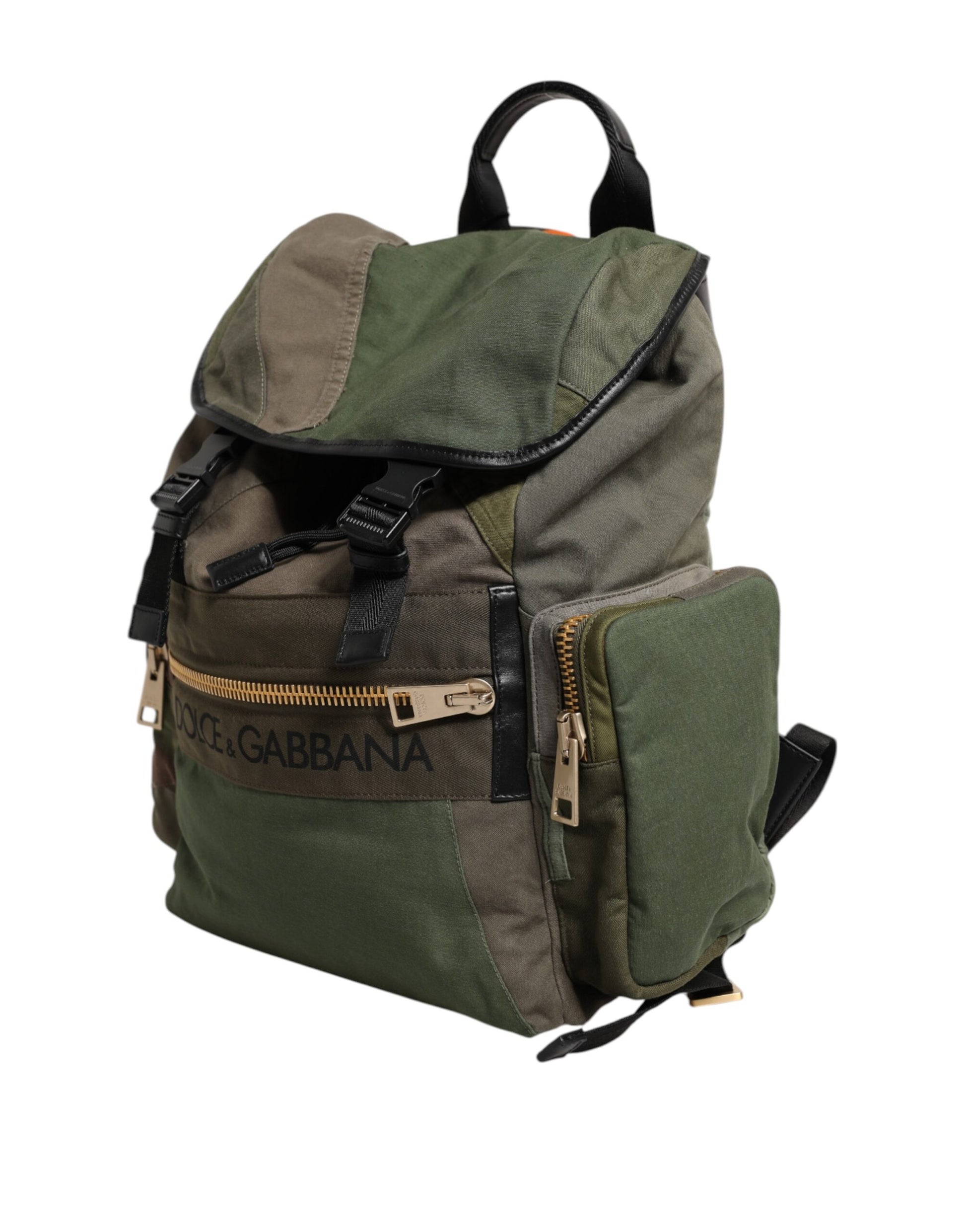 Militärgrüner Patchwork-Rucksack