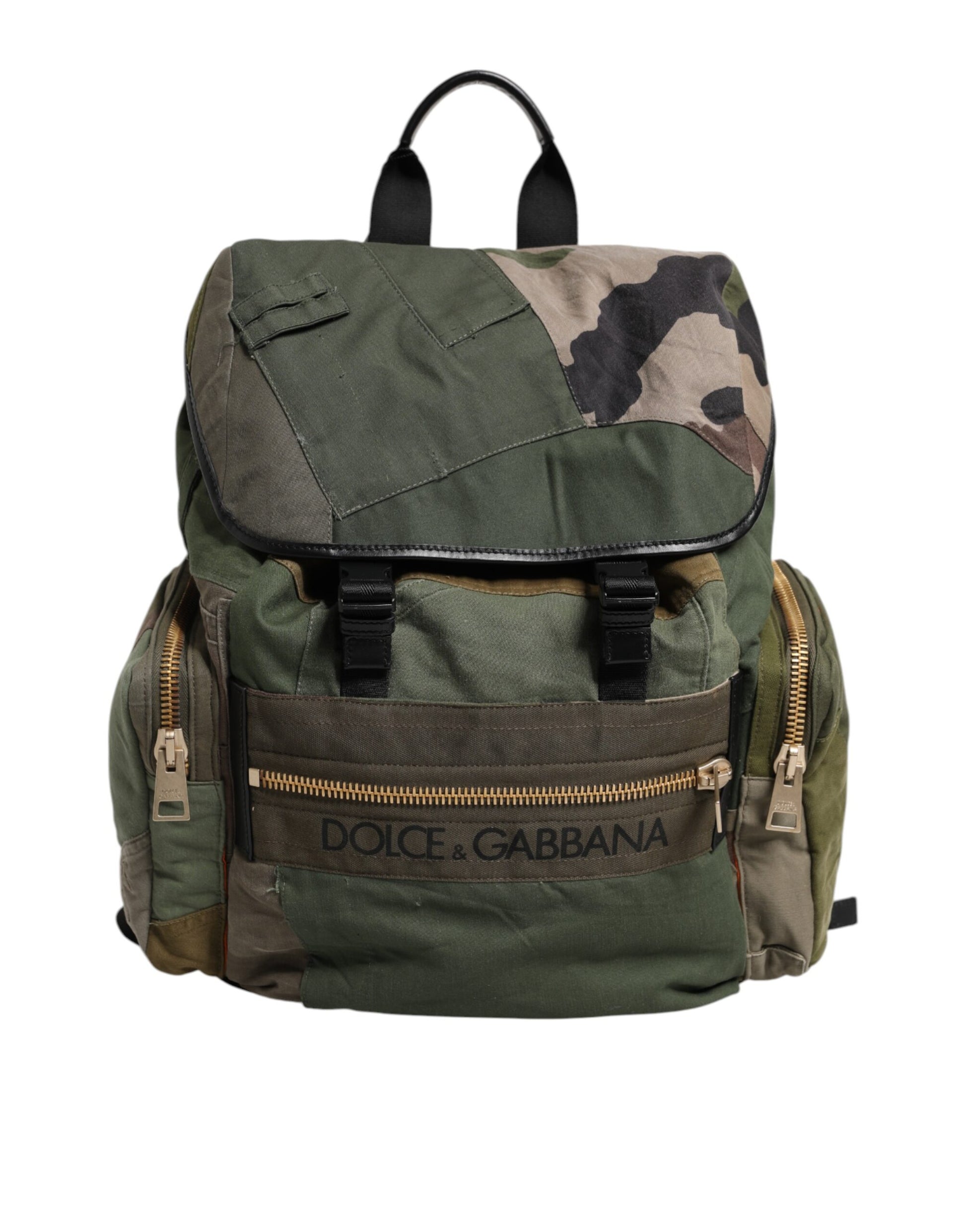 Militärgrüner Patchwork-Rucksack