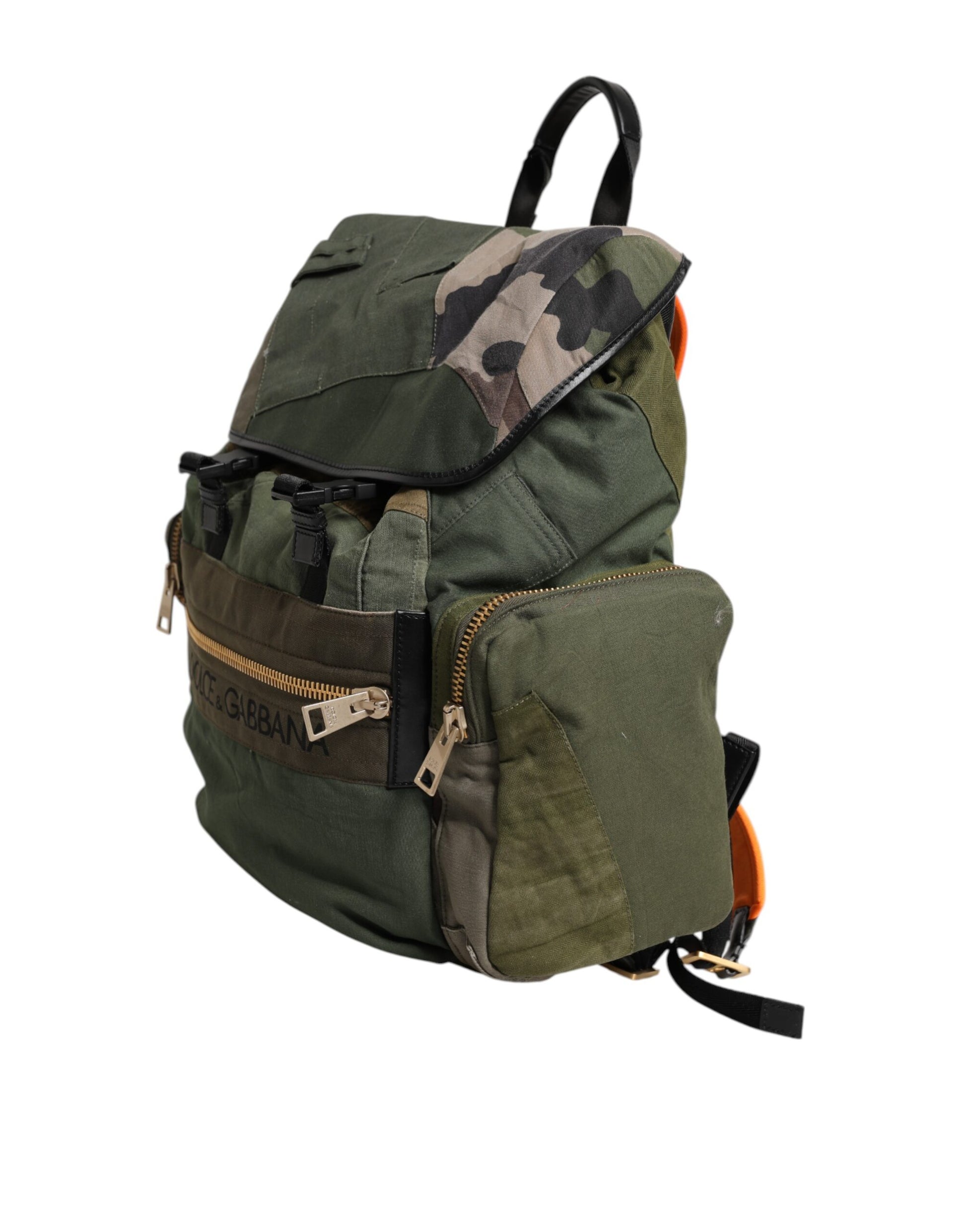 Militärgrüner Patchwork-Rucksack