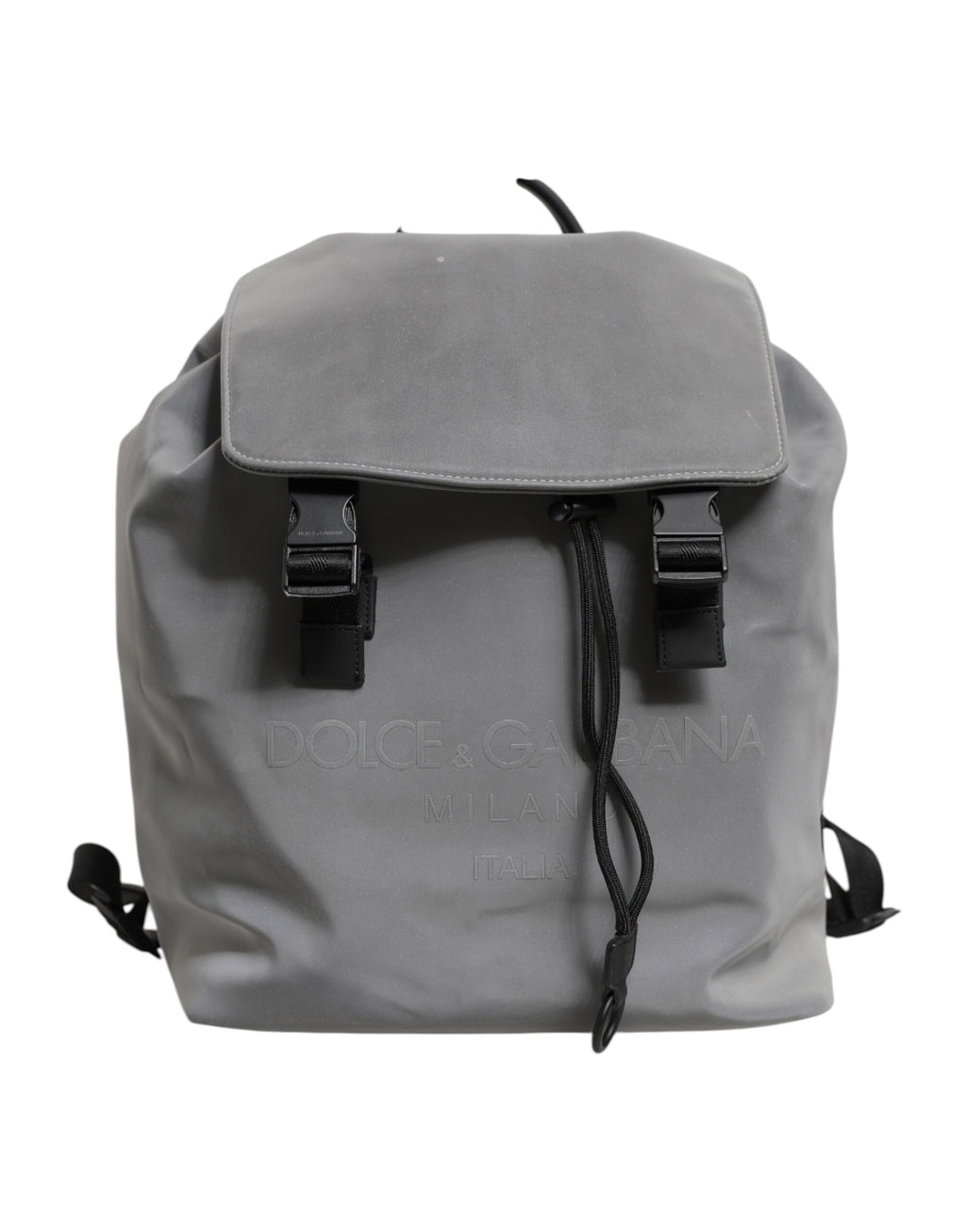 Grauer Palermo-Rucksack mit Reflektorschnallen und Kordelzug