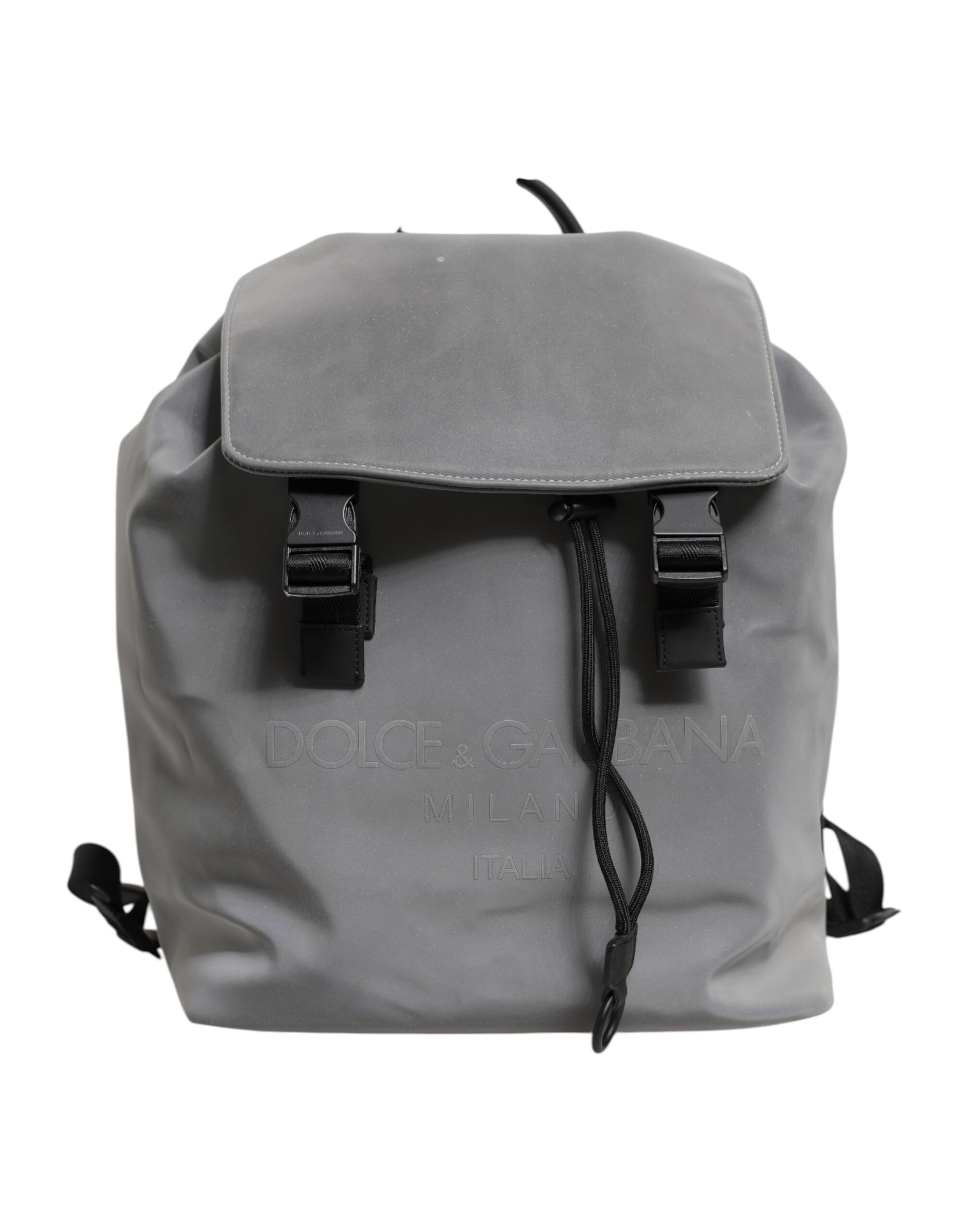 Grauer Palermo-Rucksack mit Reflektorschnallen und Kordelzug