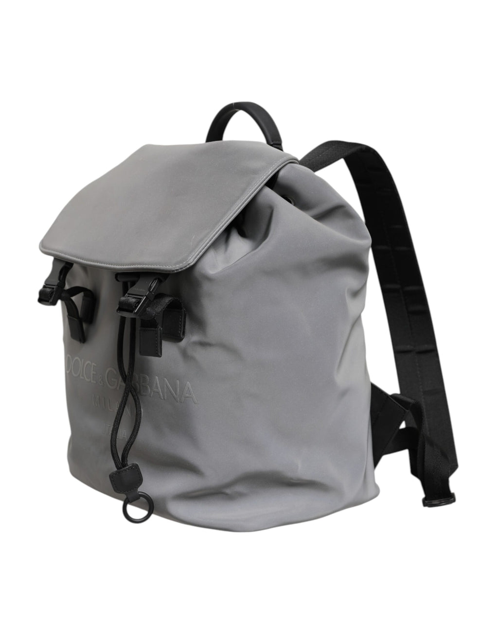 Grauer Palermo-Rucksack mit Reflektorschnallen und Kordelzug