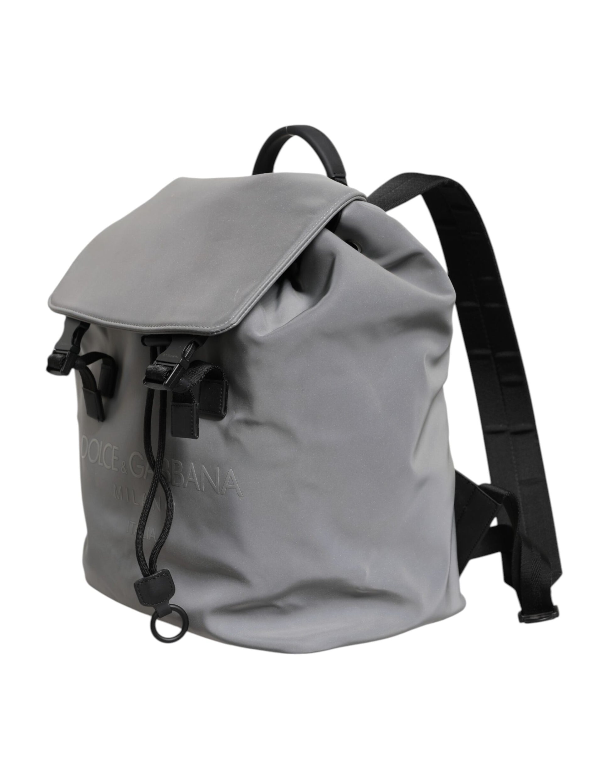 Grauer Palermo-Rucksack mit Reflektorschnallen und Kordelzug