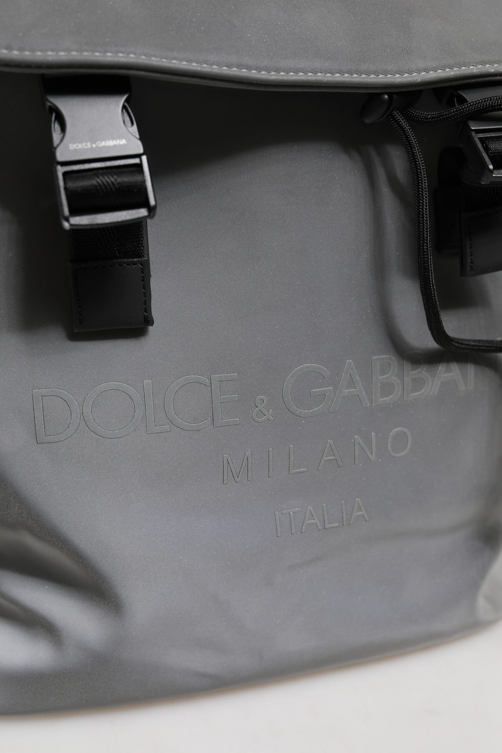 Grauer Palermo-Rucksack mit Reflektorschnallen und Kordelzug